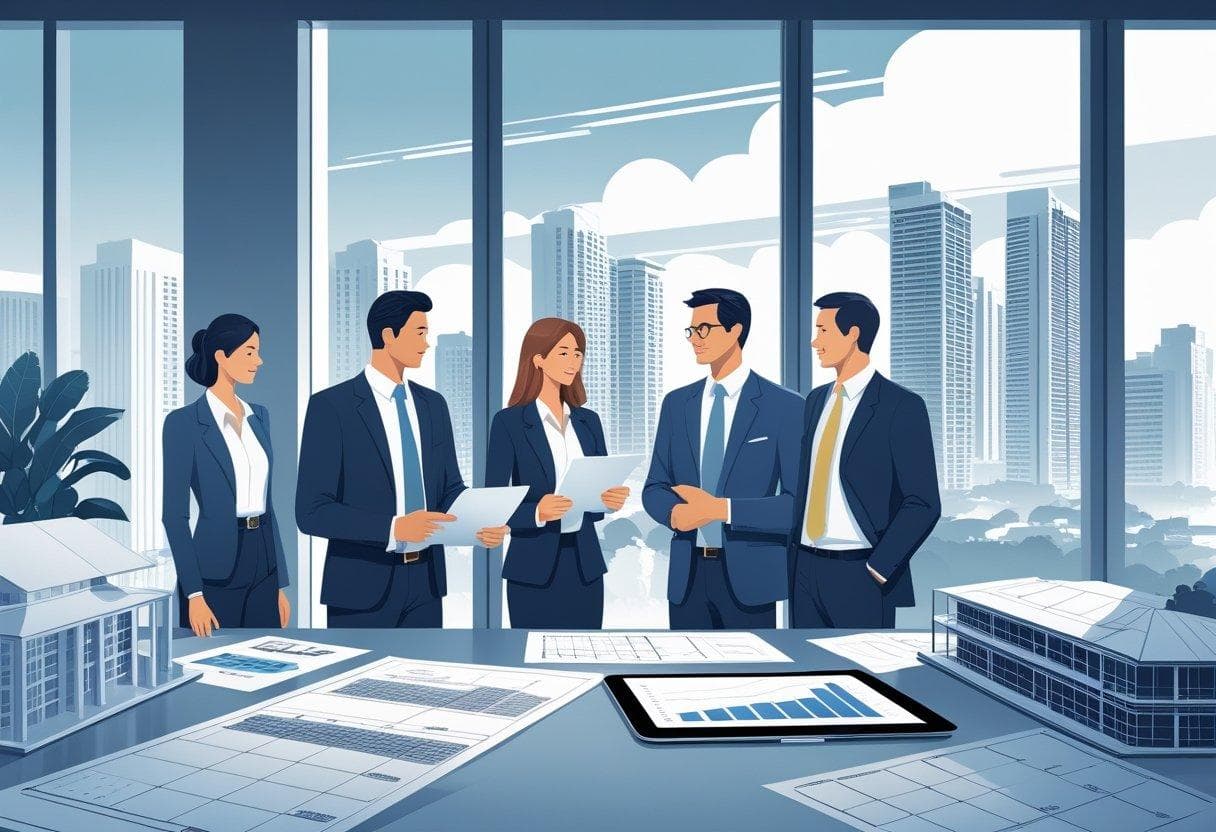 A team reviewing a real estate investment strategy together